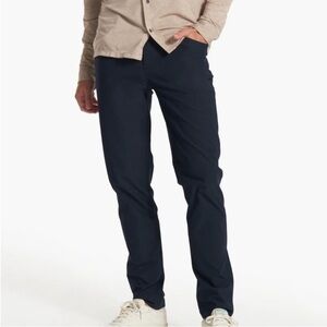 Vuori Meta Pant Athletic Slim Fit 28 inch Navy Blue Trouser Stretch Pockets 36